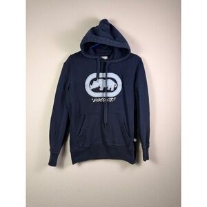 ECKO UNLTD Rhino Logo Hoodie Navy XS Embroidered Streetwear Y2K